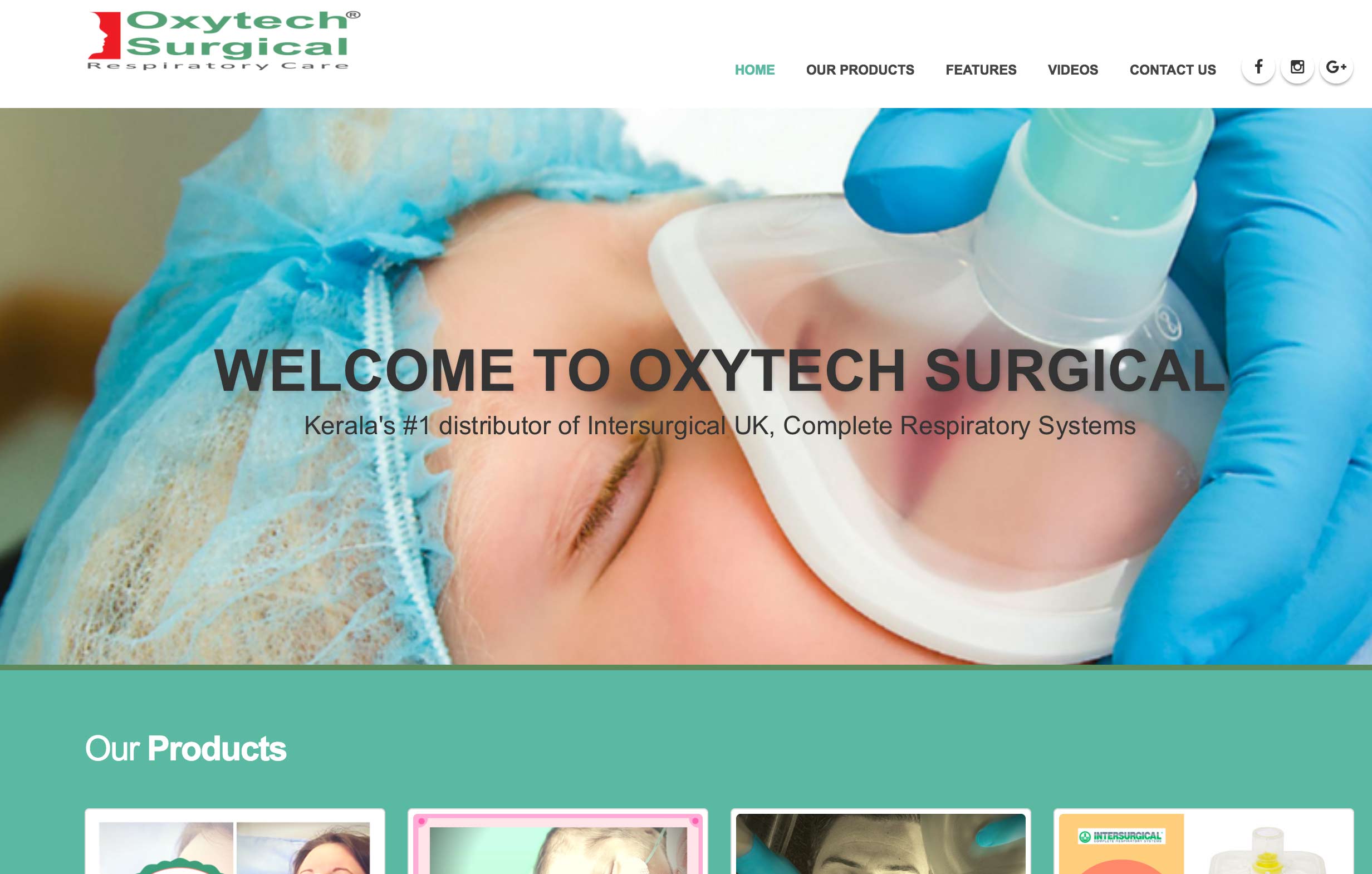 Website of Oxytech Surgical